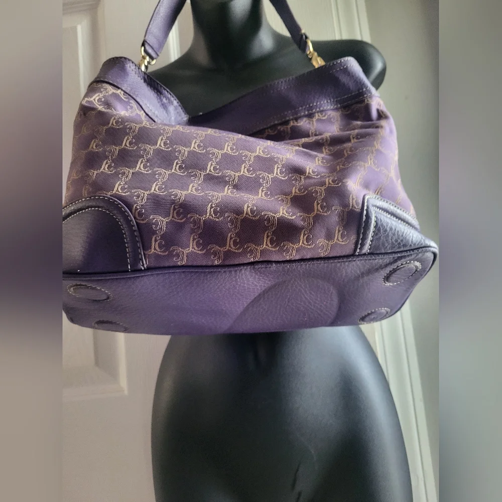 Liz Claiborne women's handbag purple and gold chainlink satchel - Picture 9 of 14